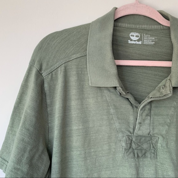 Timberland Men's Polo Shirt Olive Green Short Sleeve Casual Everyday Size Large - Picture 3 of 6